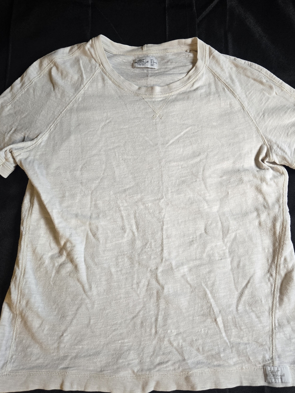 David Beckham Bodywear Men’s White Logo Crew Neck Short Sleeve Cotton T-Shirt L